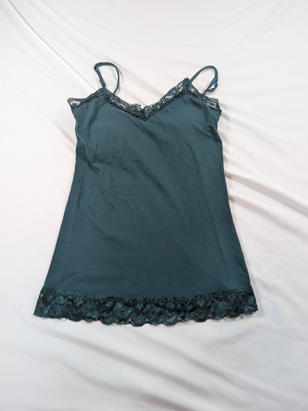 Women's Dark Green Lace-Trim Cami Top